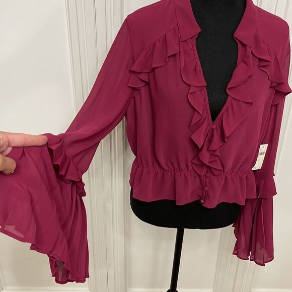 Anthropologie Plum Button Front Blouse size large. FIRM ON PRICE as I love this! - Picture 4 of 8